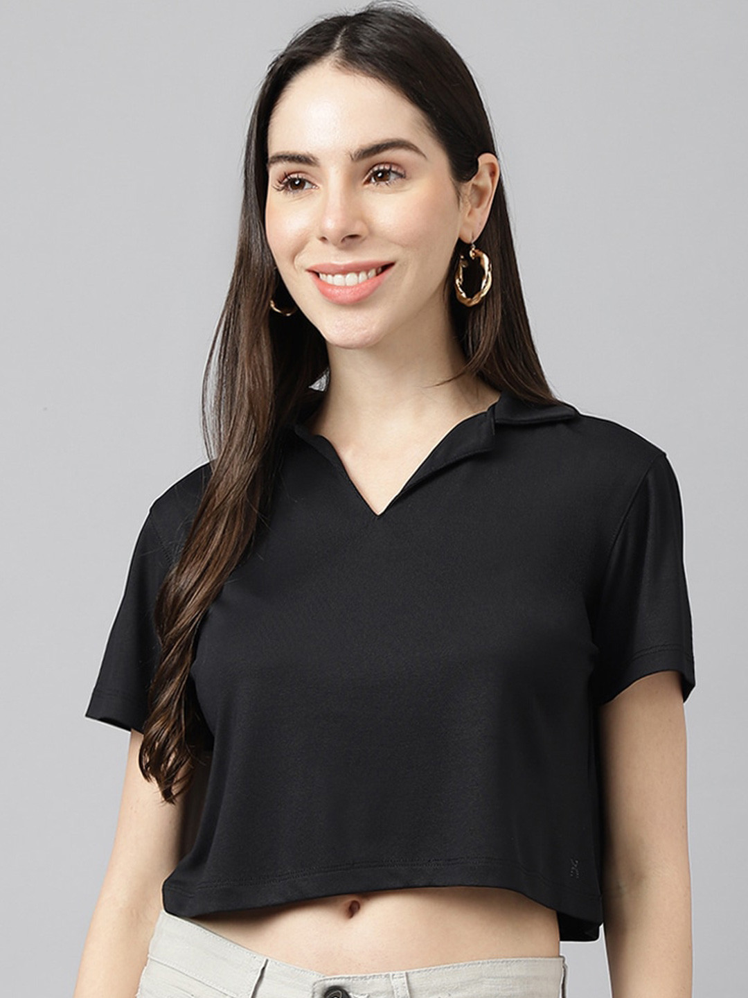 Xpose Shirt Collar Boxy Crop Top