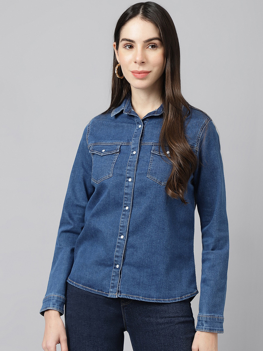 Xpose Smart Denim Casual Shirt