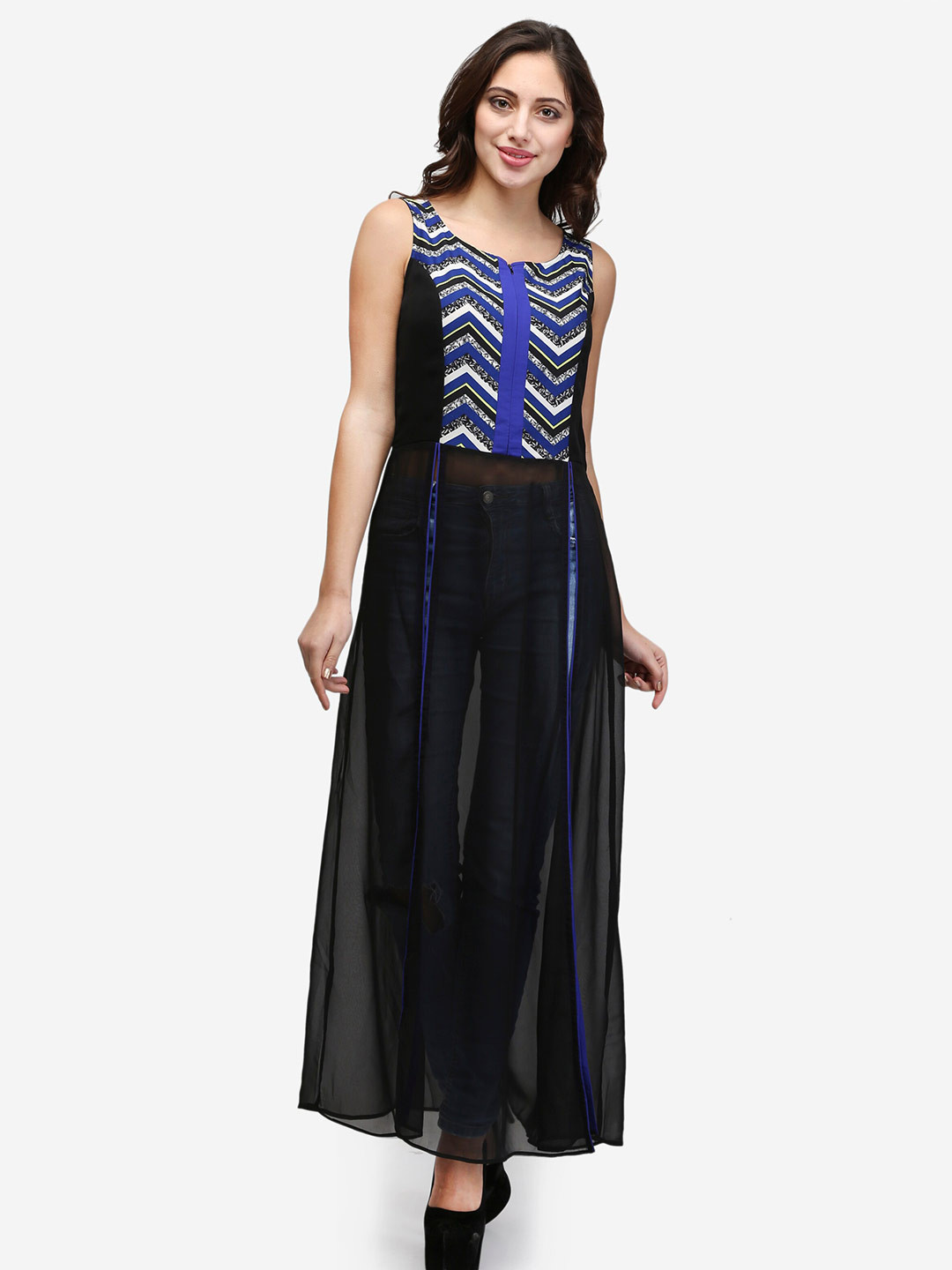 V&M Geometric Printed Layered Maxi Longline Top