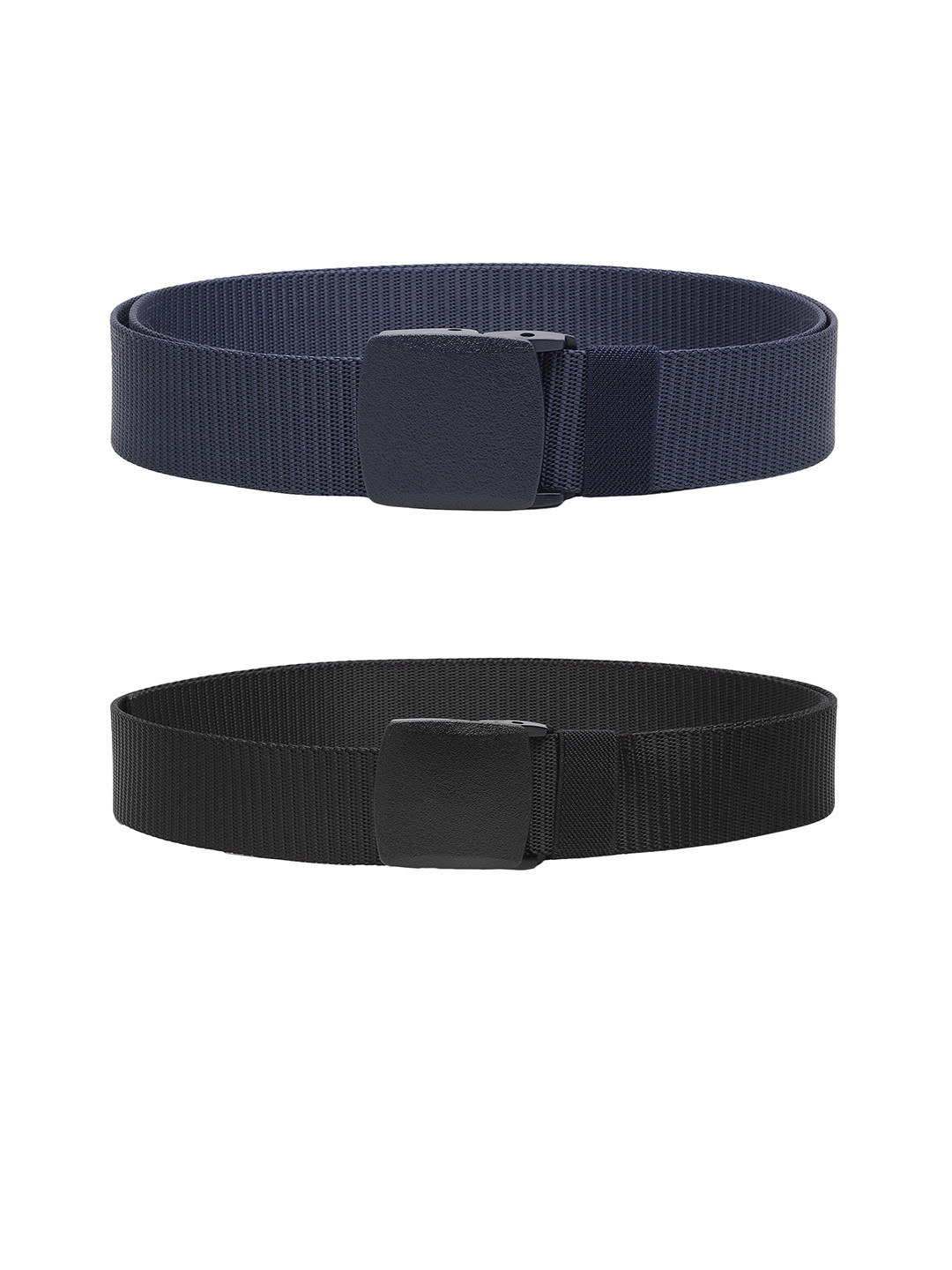 ZORO Men Pack Of 2 Textured Slider Plastic And Anti Allergy Buckle Canvas Wide Belts