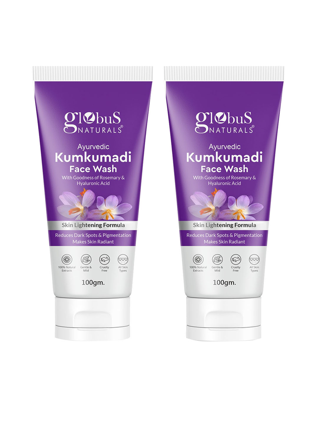 Globus naturals Ayurvedic Set Of 2 Kumkumadi Skin Lightening Face Wash - 100gm Each