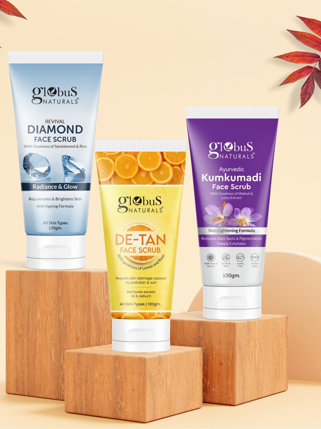 Globus naturals Revival Set Of 3 Diamond Face Wash For Boosting Shine & Fighting Signs 100 g Each