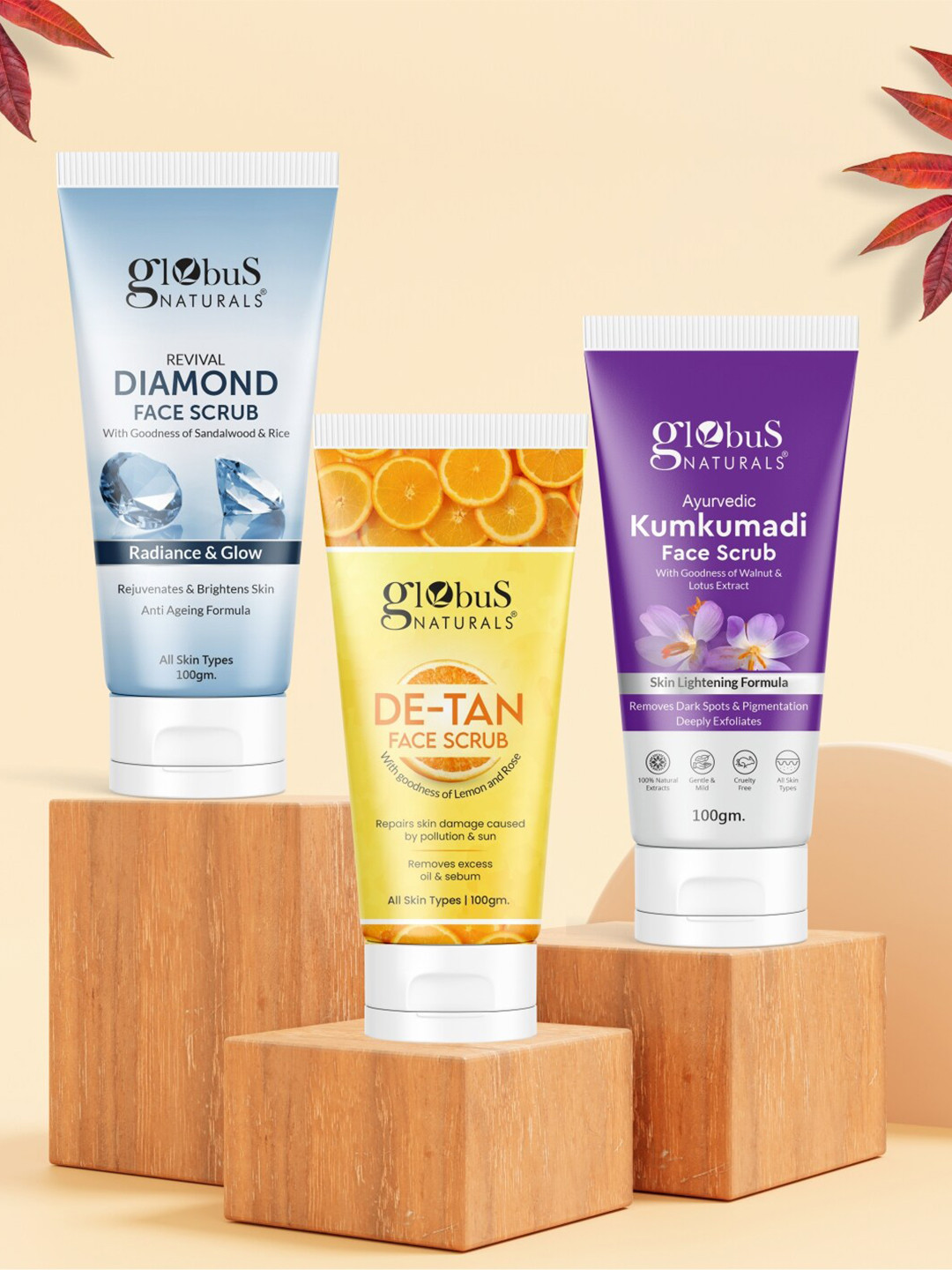 Globus naturals Revival Set Of 2 Diamond Face Wash For Boosting Shine & Fighting Signs 100 g Each