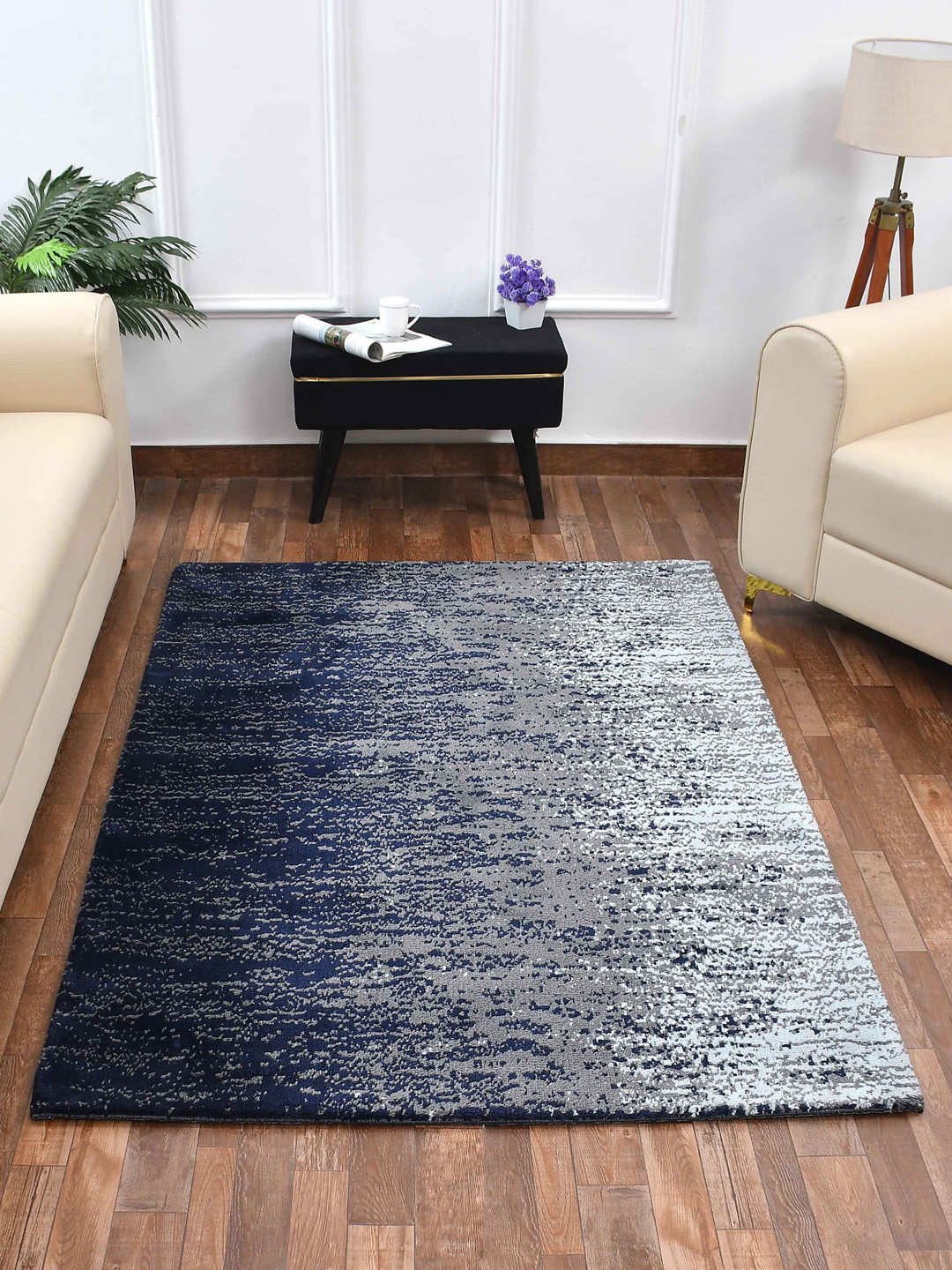 PRESTO Blue & Grey Abstract Pattern Rectangular Carpet