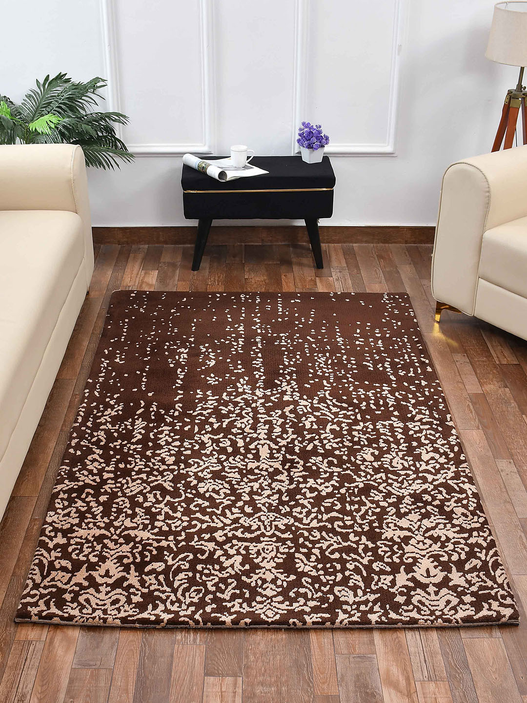 PRESTO Brown & Beige Abstract Printed No Shredding Carpet