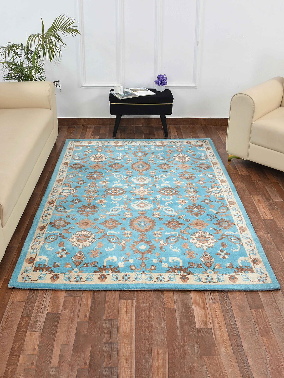 PRESTO Blue & Beige Traditional Printed No Shredding Carpet