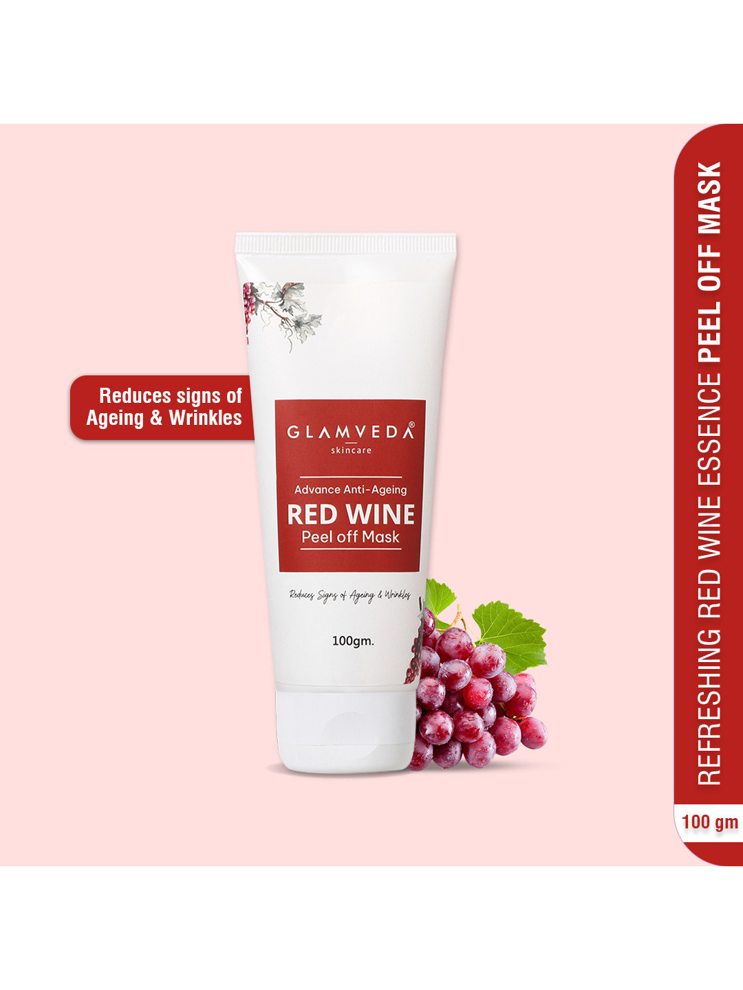 GLAMVEDA Red Wine Advance Anti-Ageing Peel Off Mask - 100 gm