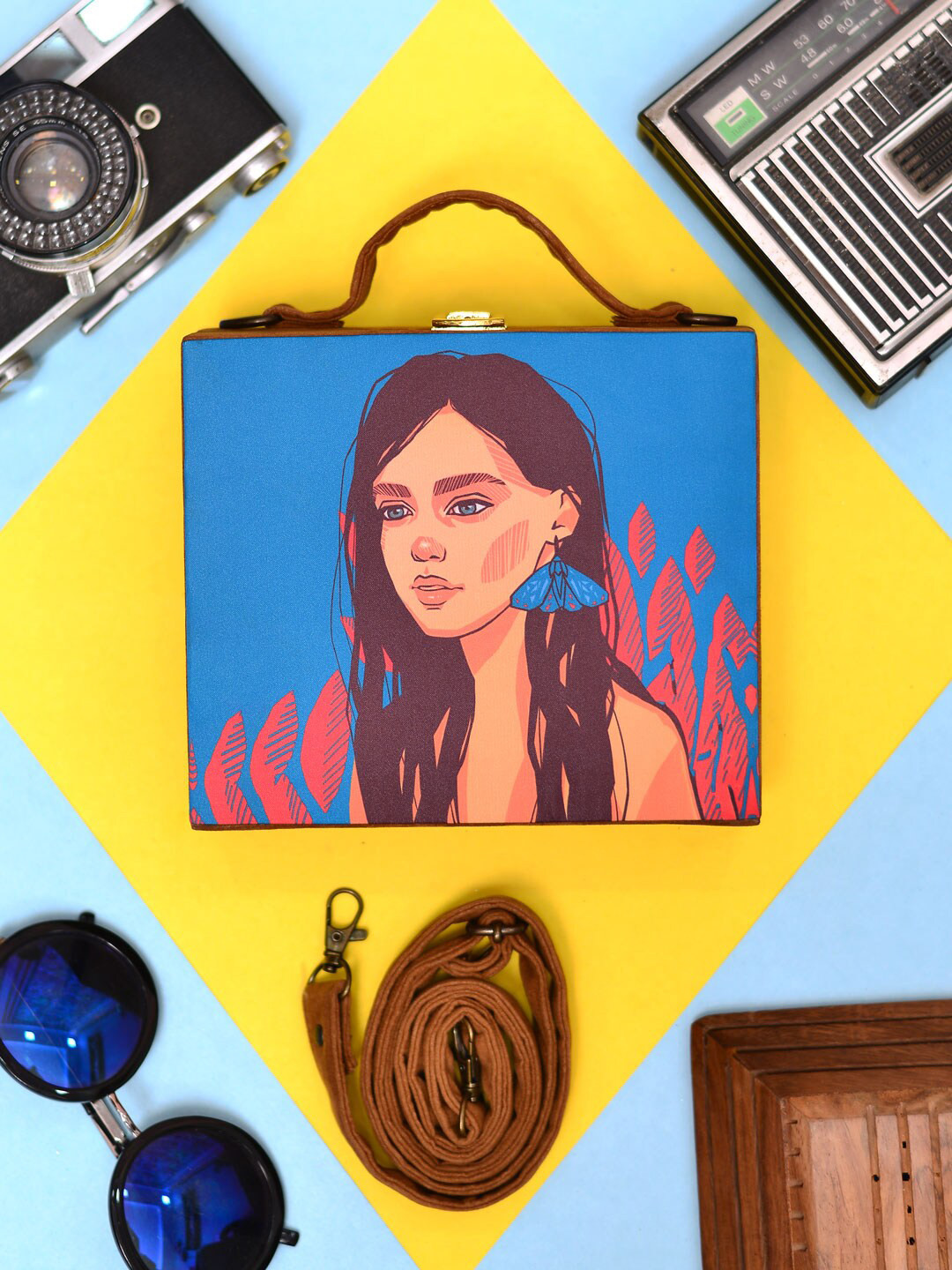 ARTKLIM Hair Lady Printed Suitcase Style Box Clutch