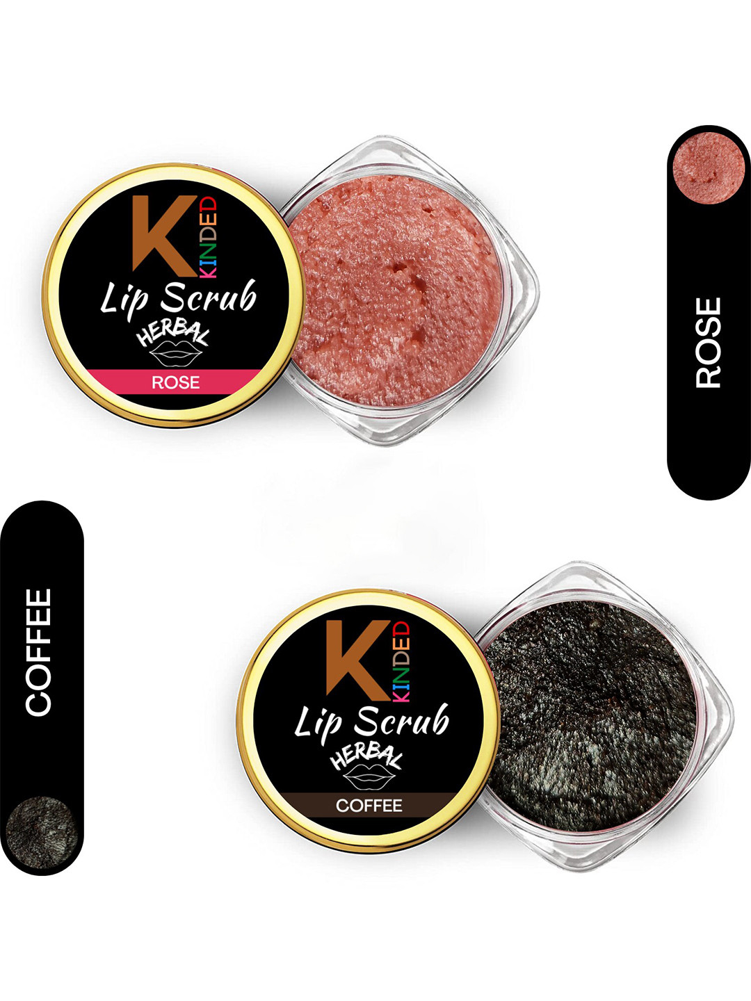 KINDED Set of 2 Herbal Lip Scrub 10 g Each - Rose 04 & Coffee 07