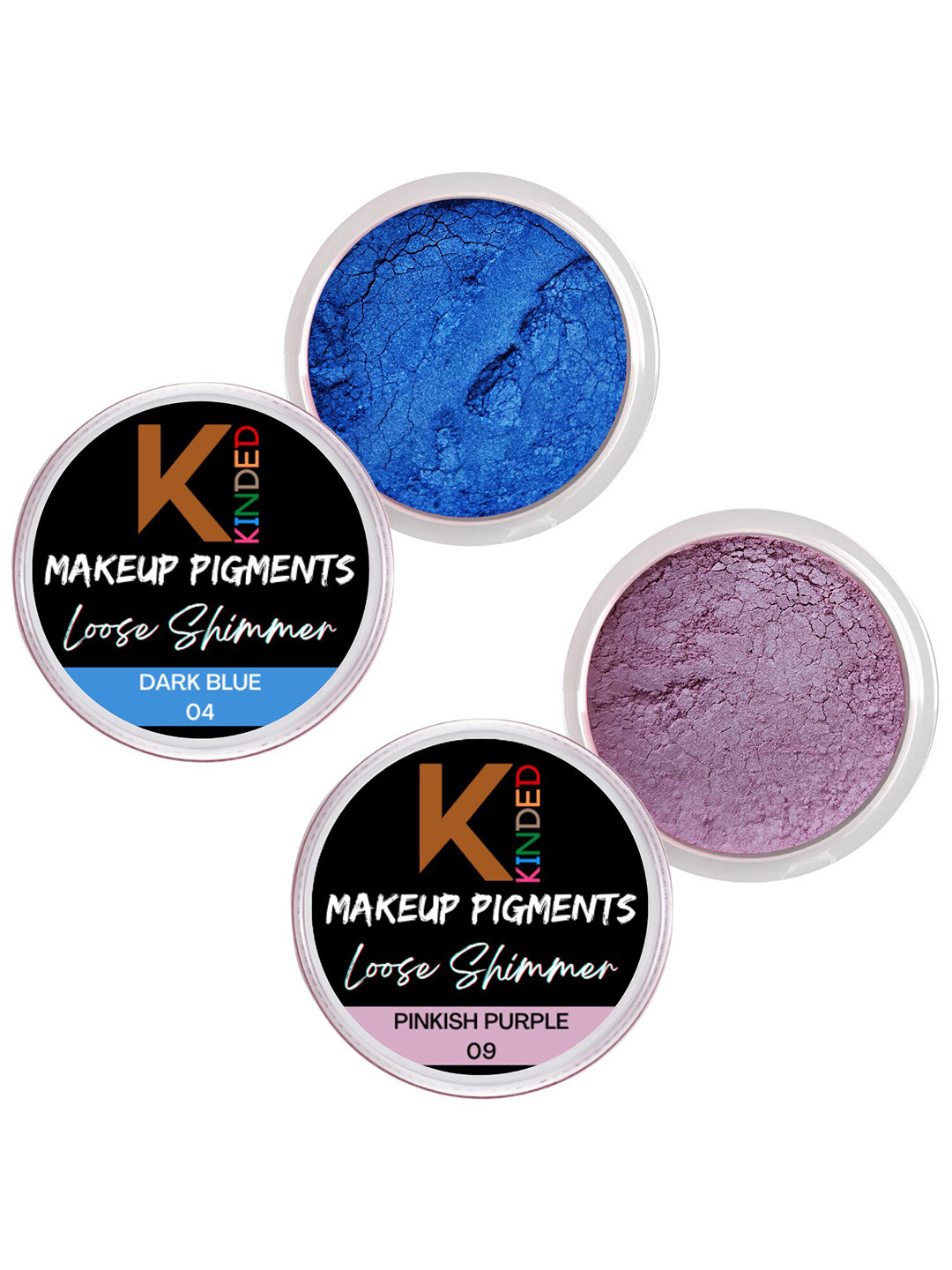 KINDED Set Of 2 Makeup Pigments Loose Shimmer Eyeshadow - Dark Blue 04 & Pinkish Purple 09