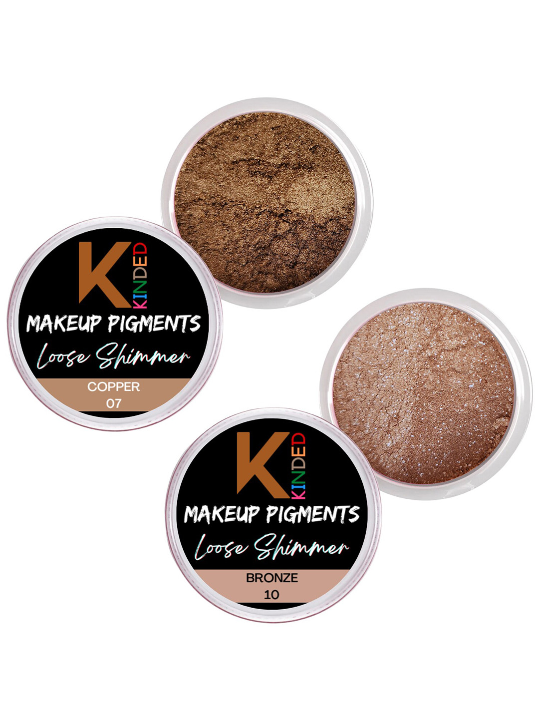 KINDED Set Of 2 Makeup Pigments Loose Shimmer Powder Eyeshadow - Copper 07 & Bronze 10