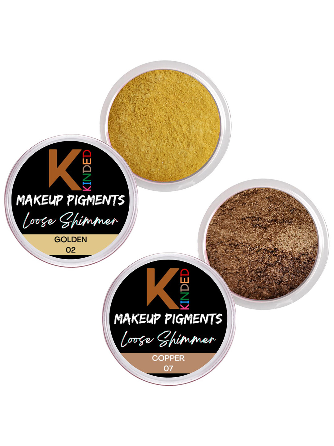 KINDED Set Of 2 Makeup Pigments Loose Shimmer Powder Eyeshadow - Golden 02 & Copper 07