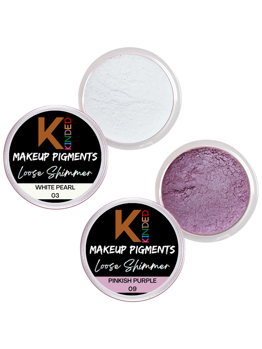 KINDED Set Of 2 Makeup Pigments Loose Shimmer Powder Eyeshadow - WhitePearl+PinkishPurple