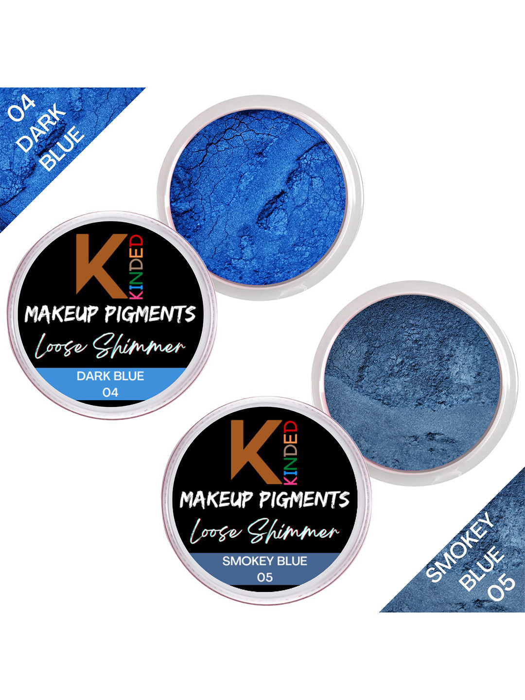 KINDED Set Of 2 Makeup Pigments Loose Shimmer Powder Eyeshadow - Dark Blue & Smokey Blue