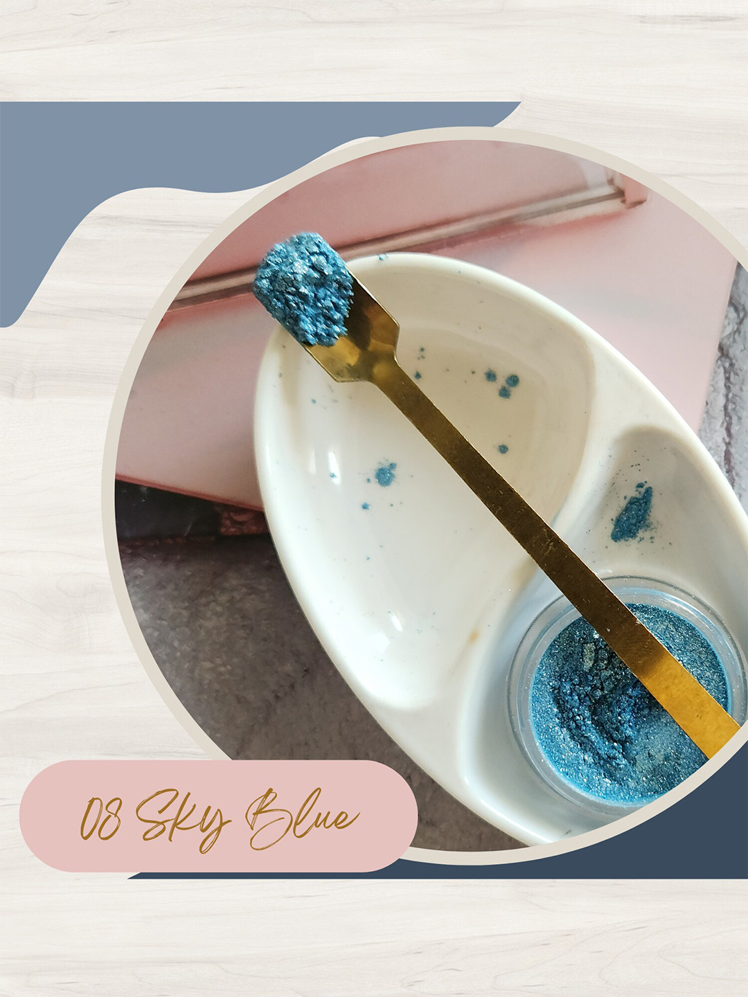 KINDED Set Of 2 Makeup Pigments Loose Shimmer Powder Eyeshadow - Sky Blue 08+Carrot Red 11