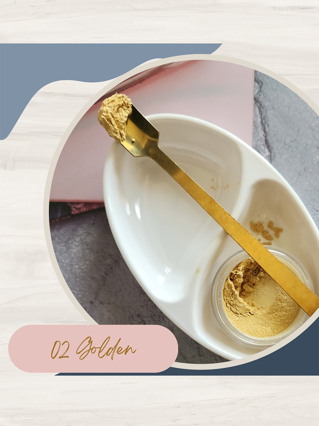 KINDED Set Of 2 Makeup Pigments Loose Shimmer Powder Eyeshadow - Golden 02 & Rose Gold 12