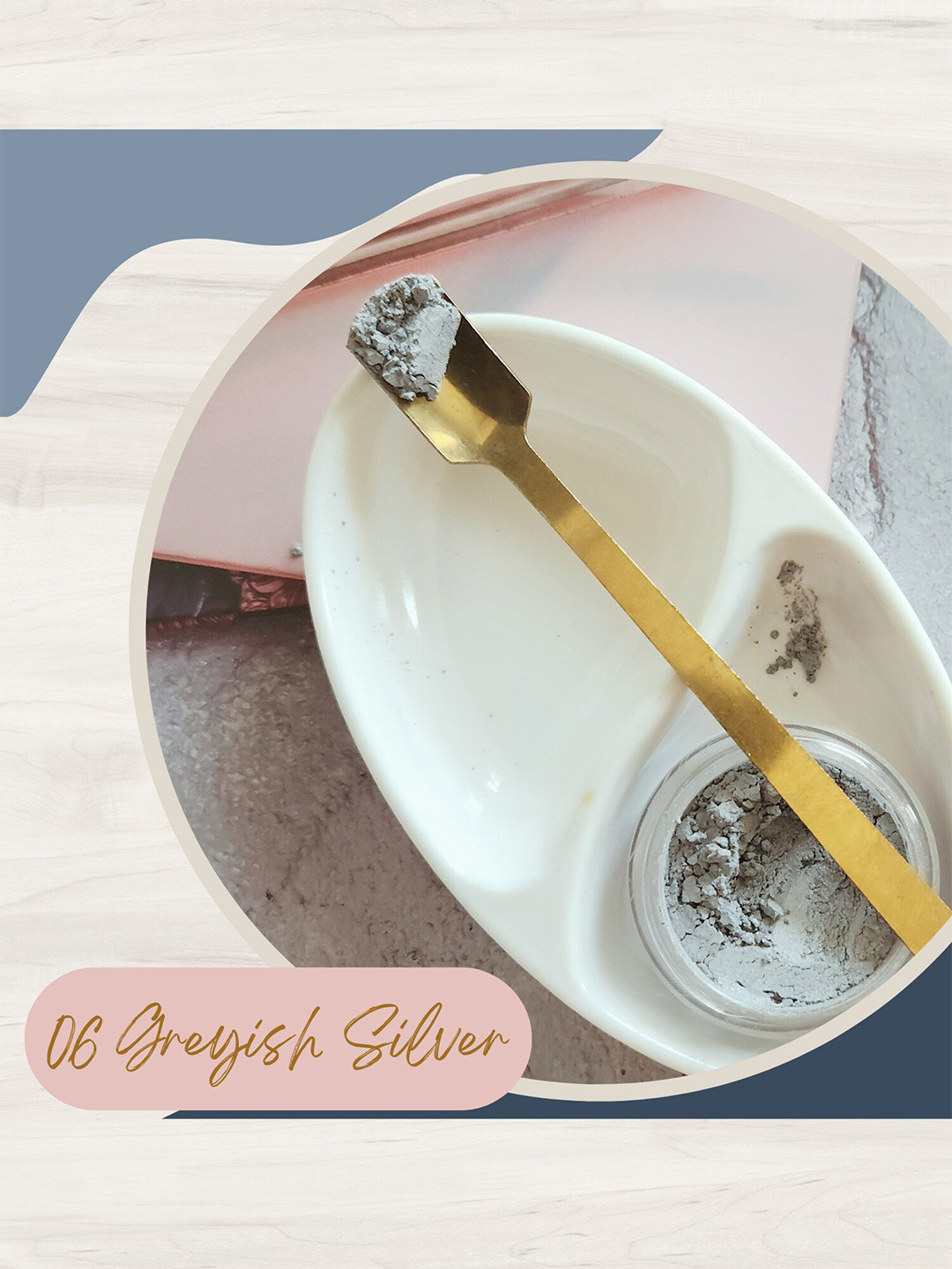 KINDED Set Of 2 Makeup Pigments Loose Shimmer Powder Eyeshadow - Greyish Silver+Sky Blue