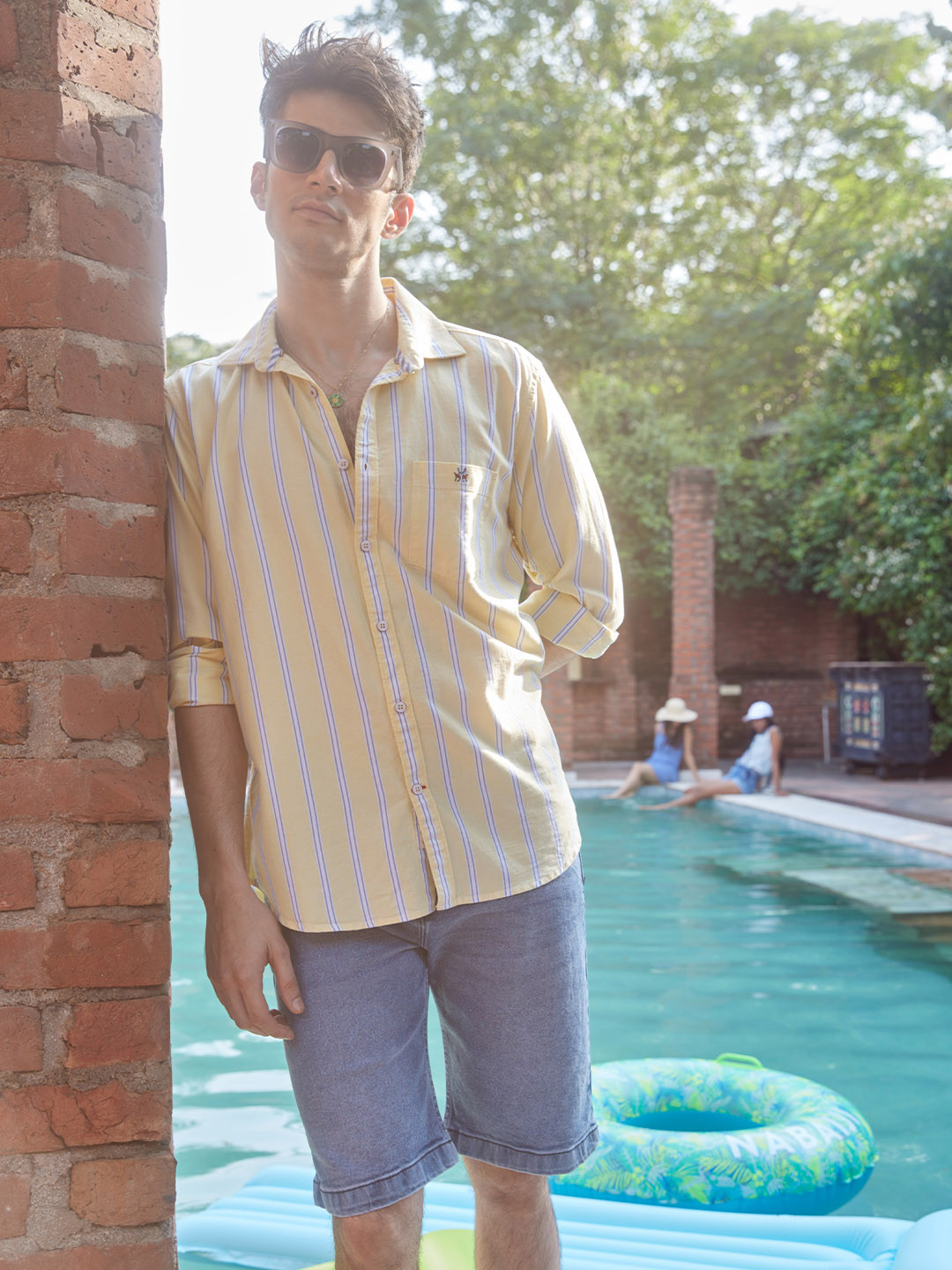 Crimsoune Club Plus Size Striped Cotton Casual Shirt