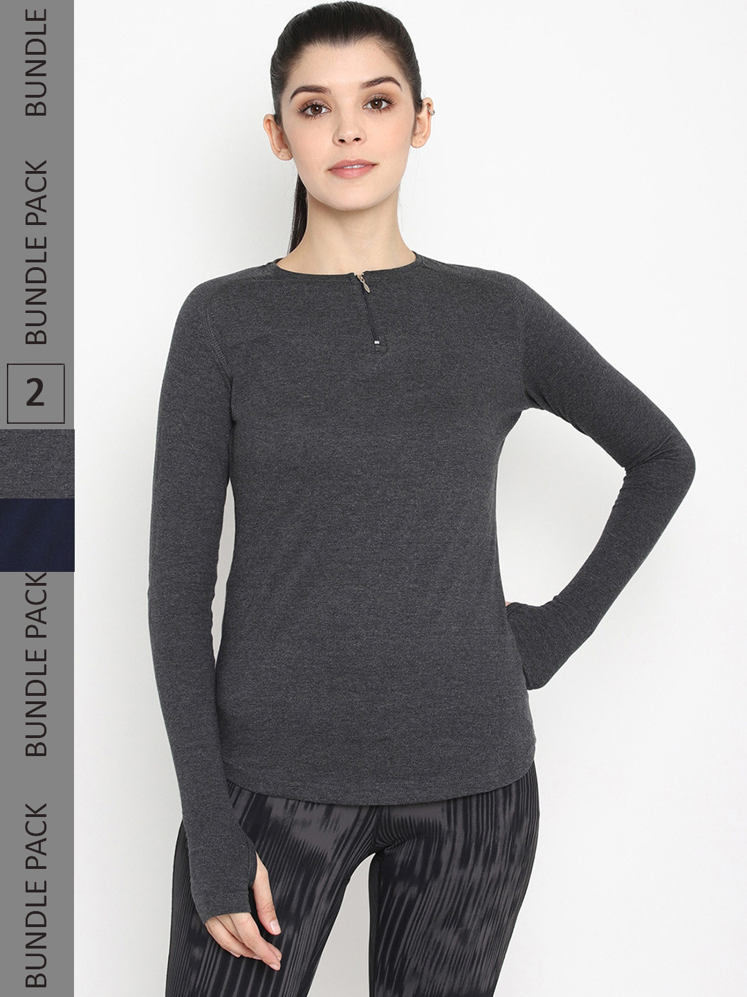 appulse Pack Of 2 Long Extended Sleeve Slim Fit T-shirt