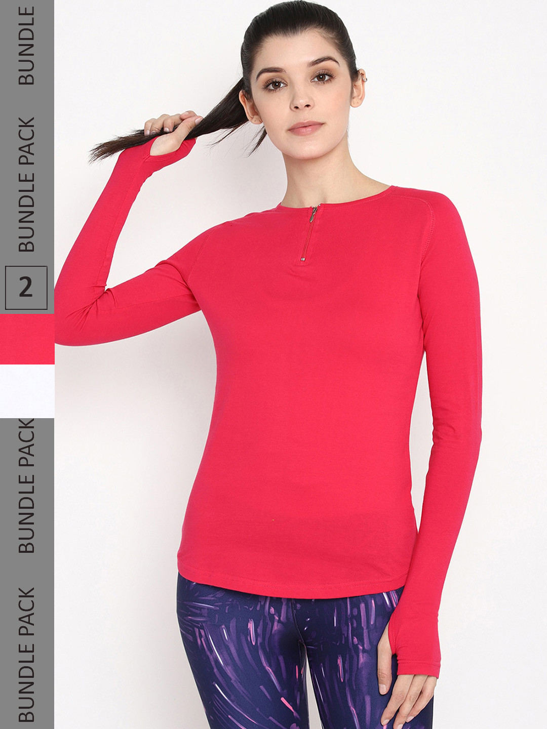 appulse Pack Of 2 Long Extended Sleeve Slim Fit T-shirt