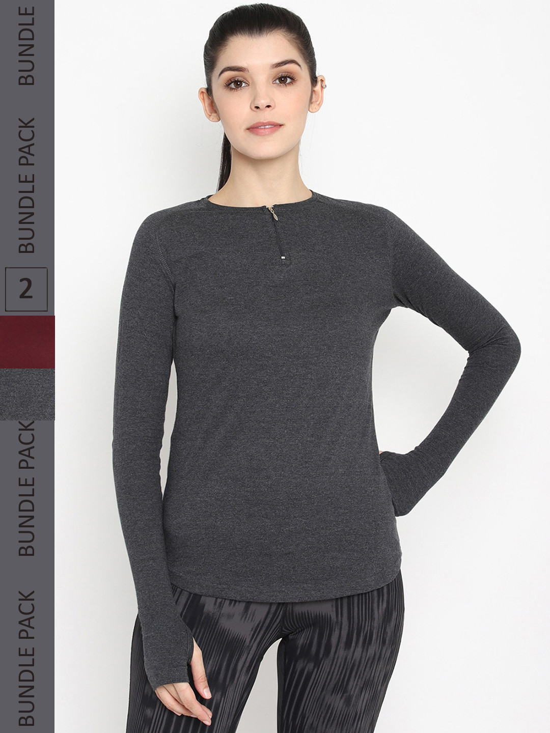 appulse Pack Of 2 Long Extended Sleeve Slim Fit T-shirt