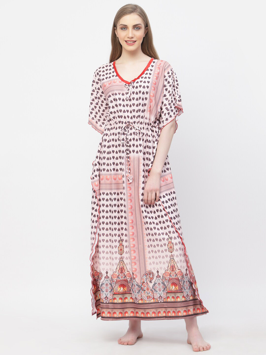 Arrabi Ethnic Motifs Printed Kaftan Nightdress