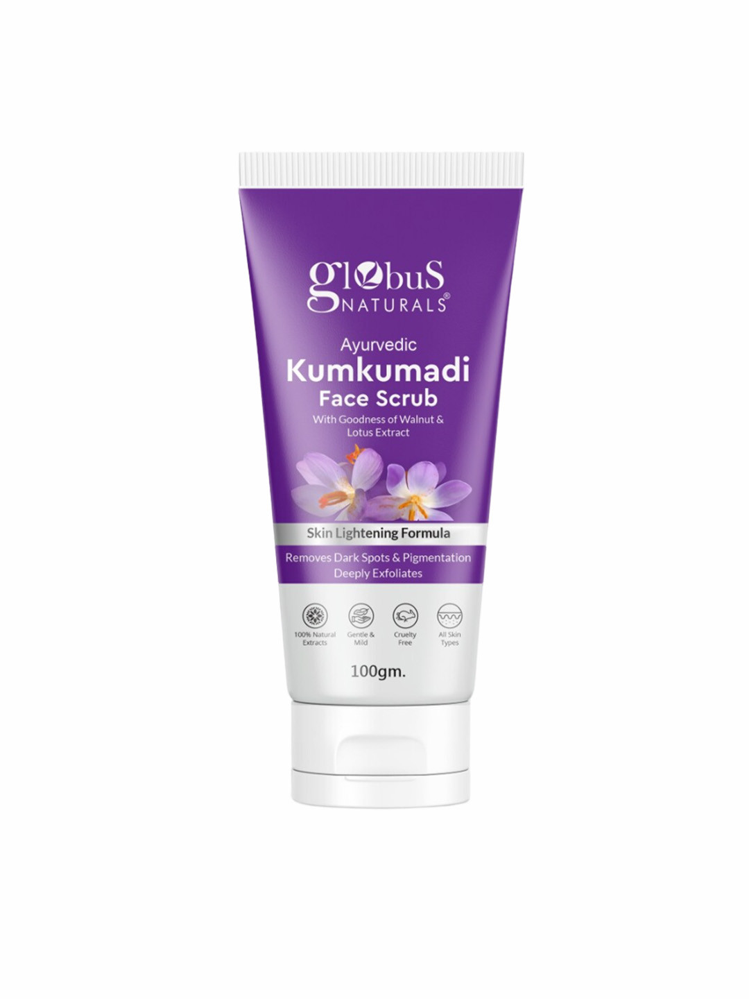 Globus naturals Kumkumadi Skin Lightening Face Scrub with Walnut & Lotus Extract -100 gm