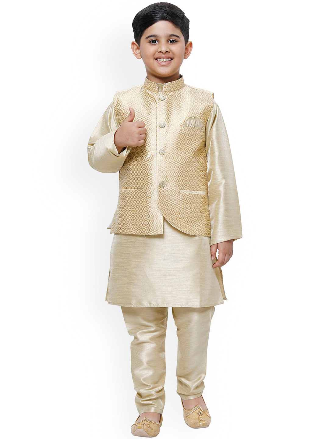 Pro-Ethic STYLE DEVELOPER Boys Straight Jacquard Kurta with Pyjamas & Nehru Jacket