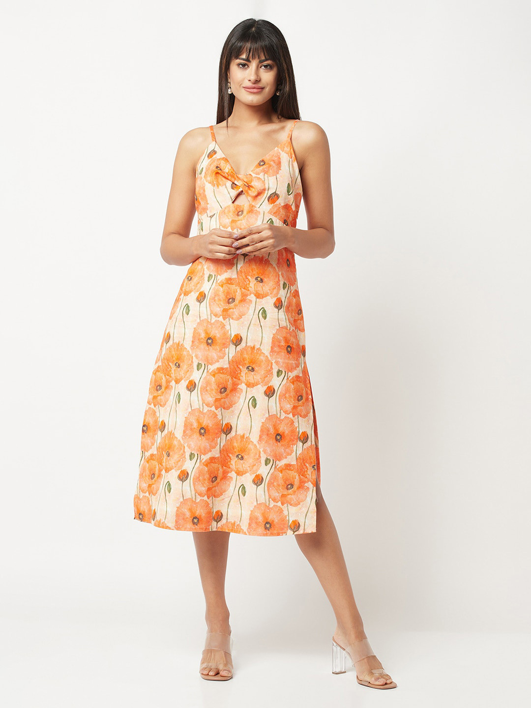 HOUSE OF S Sweetheart Neck Floral Midi Dress