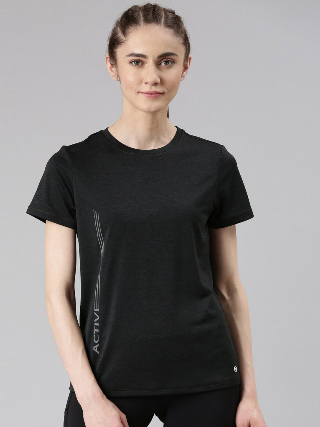 Enamor Dry Fit Antimicrobial Relaxed Fit Antimicrobial Basic Workout T-shirt