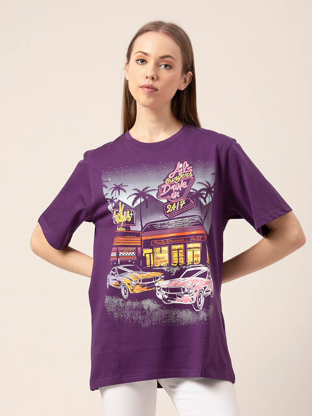 Lounge Dreams graphic Printed Oversized Pure Cotton T-shirt