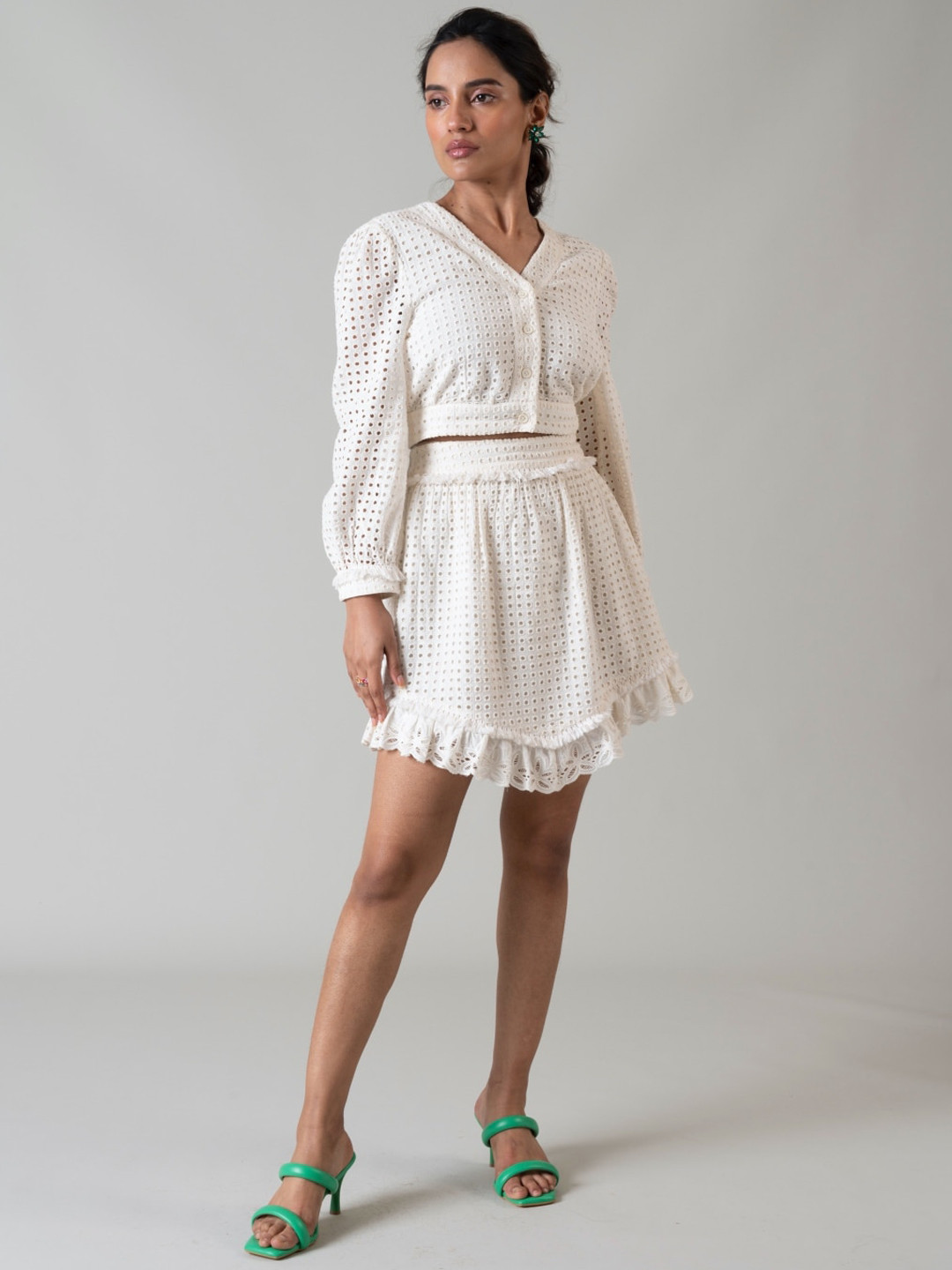 Style Island Self Design Above Knee Length A-Line Skirt