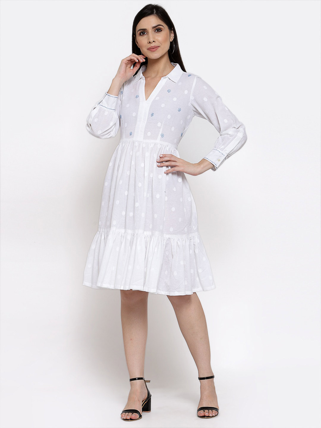 DART STUDIO Shirt Collar Striped Dress