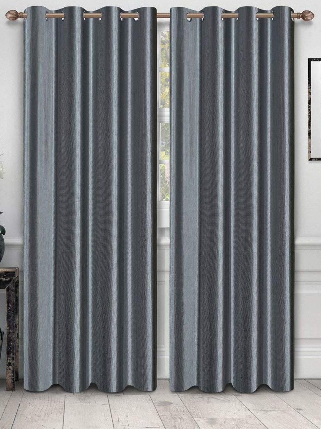 Bajo's Grey 2 Pcs Regular Door Curtains