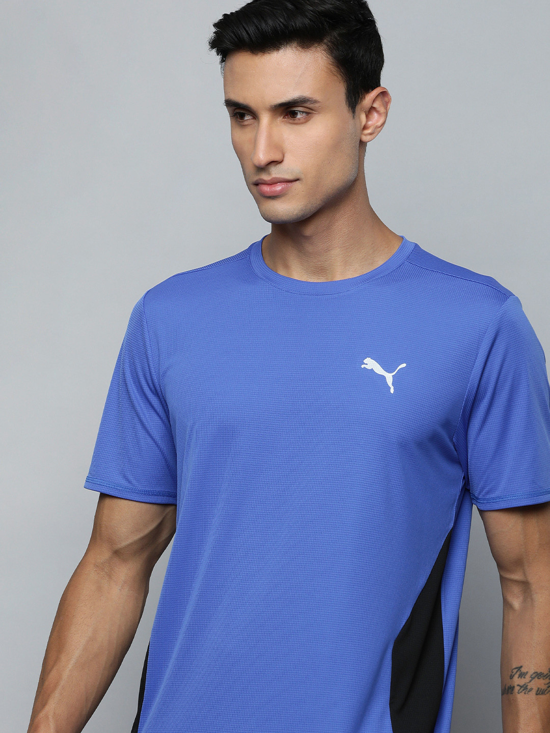 Puma Men Blue Solid Running T-shirt