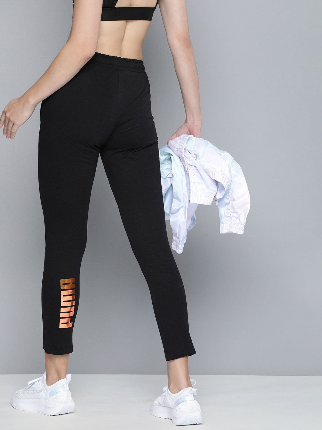 Puma Women Brand Logo Printed Mid Rise 7/8 Slim Fit Knitted Track Pant