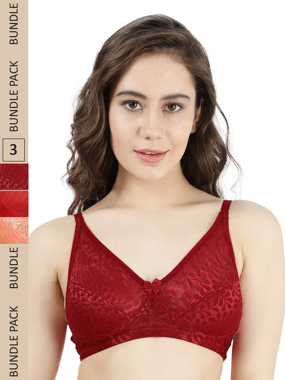 Susie Pack Of 3 Floral Cotton Non Padded Bra