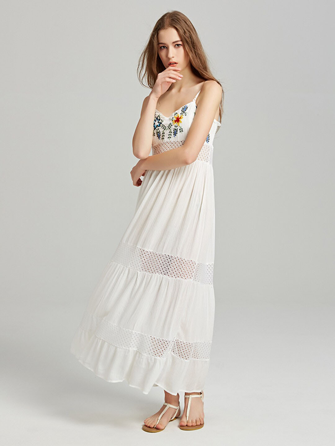 JC Collection Sweetheart Neck Shoulder Straps Maxi Dress