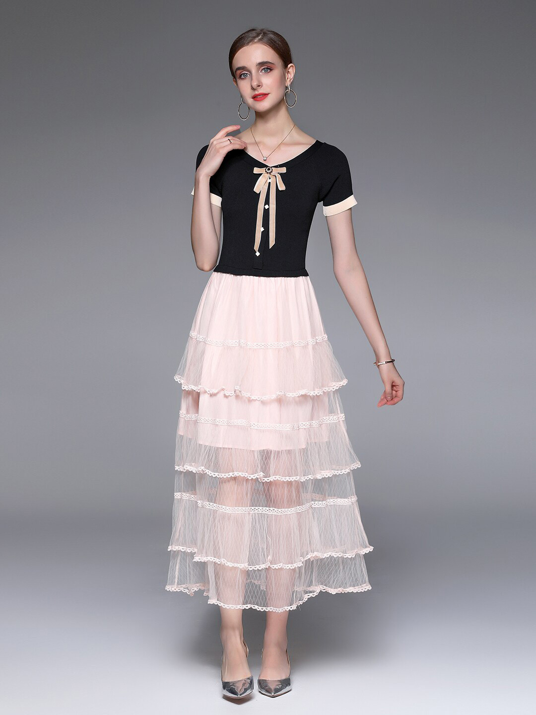 JC Collection Colourblocked Ruffles Maxi Dress