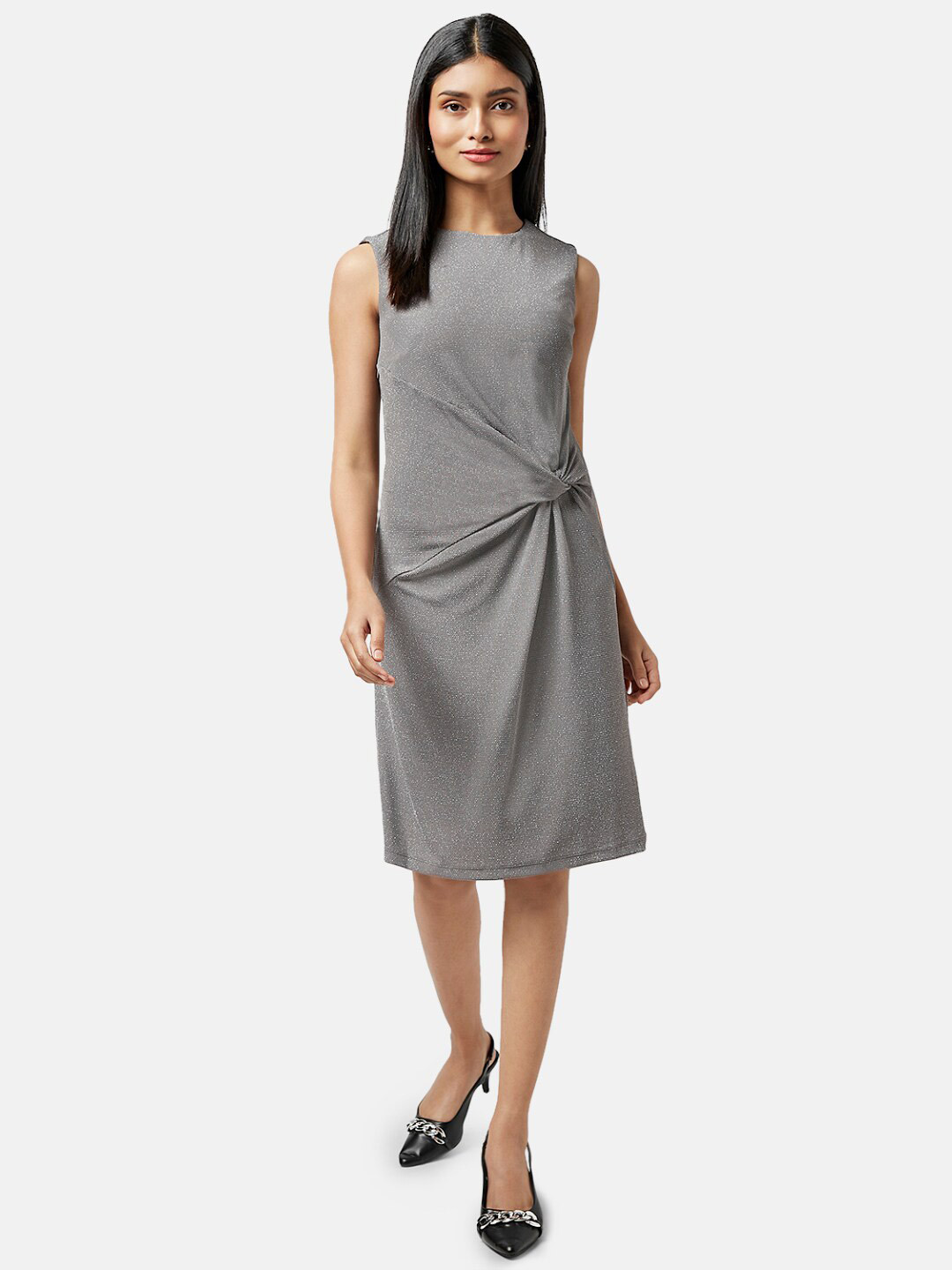 Annabelle by Pantaloons Round Neck Sleeveless Knee Length Sheath Dress