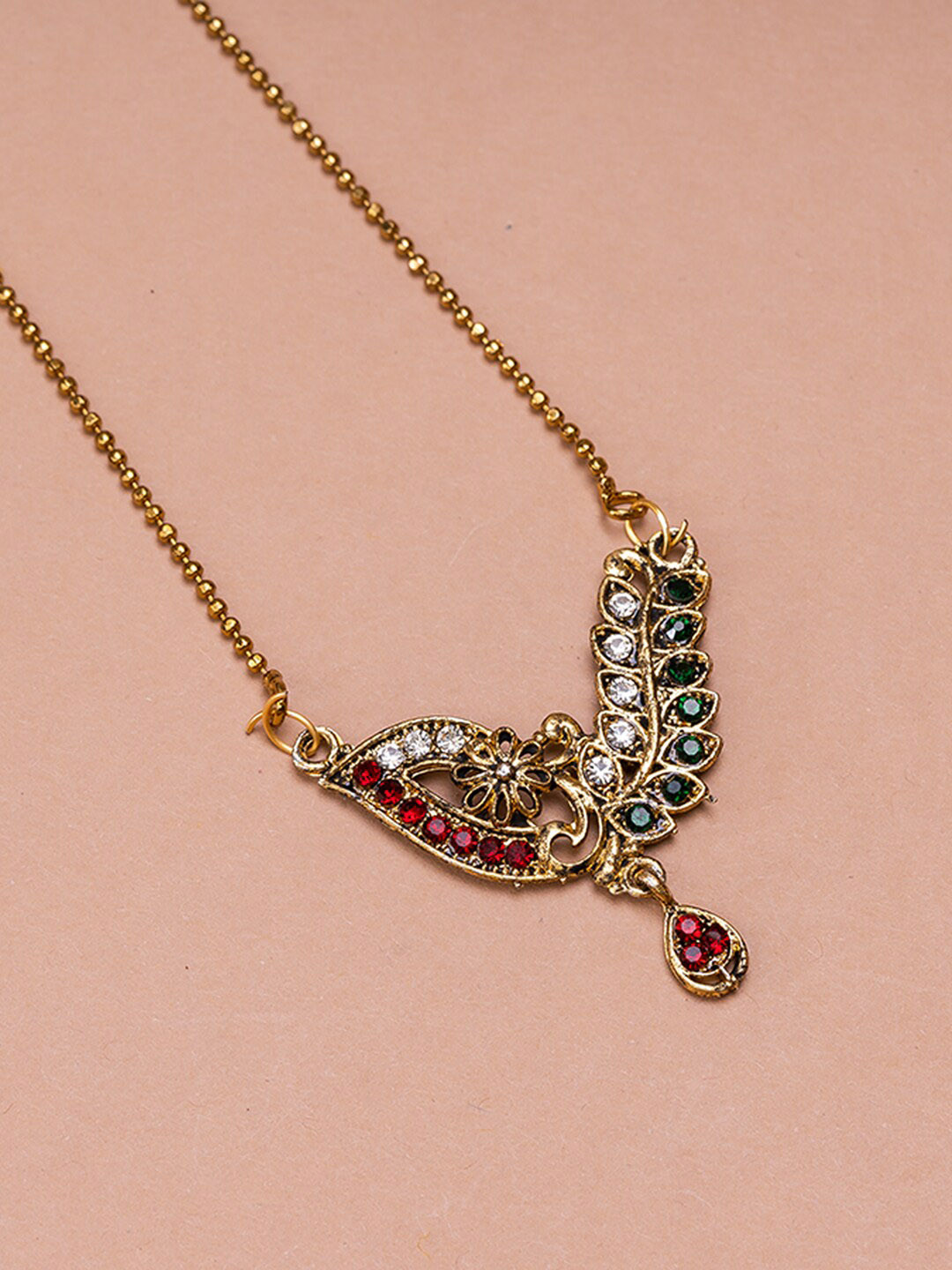 HOUSE OF ARLI Gold-Plated Artificial Stones Chain