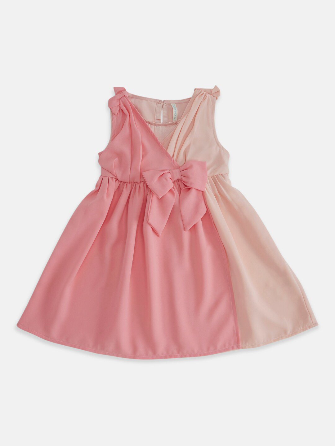 Pantaloons Junior V-Neck Bow Detail Cotton Dress