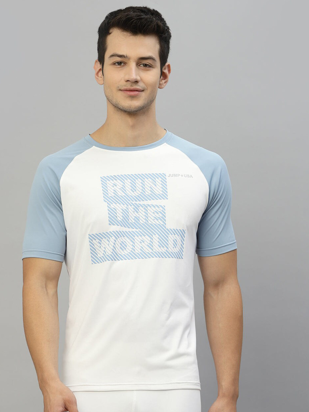 JUMP USA Typography Printed Raglan Sleeves T-shirt