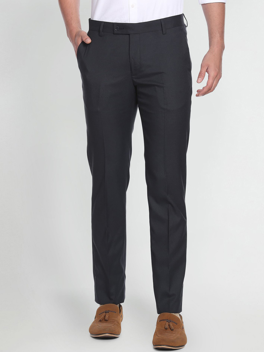 Arrow Men Flat-Front Mid-Rise Formal Trousers