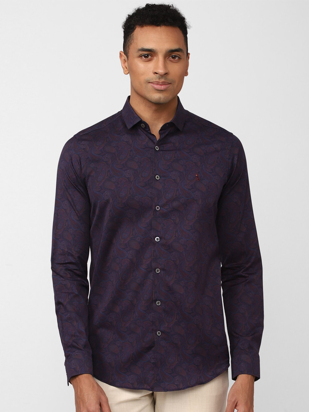 SIMON CARTER LONDON Spread Collar Paisley Printed Slim Fit Pure Cotton Casual Shirt