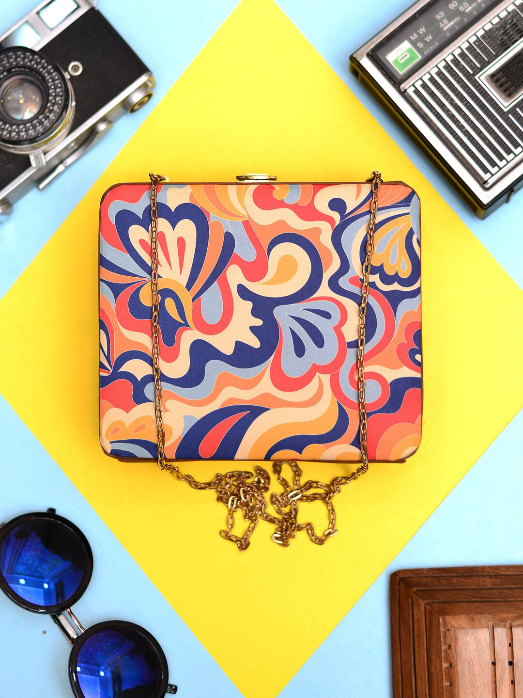 ARTKLIM Quirky Pattern Printed Shoulder Strap Box Clutch