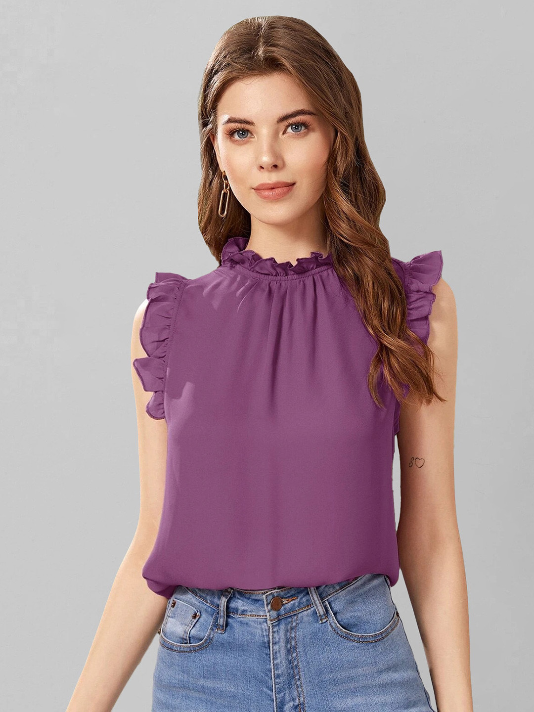 RARE High Neck Ruffles Top