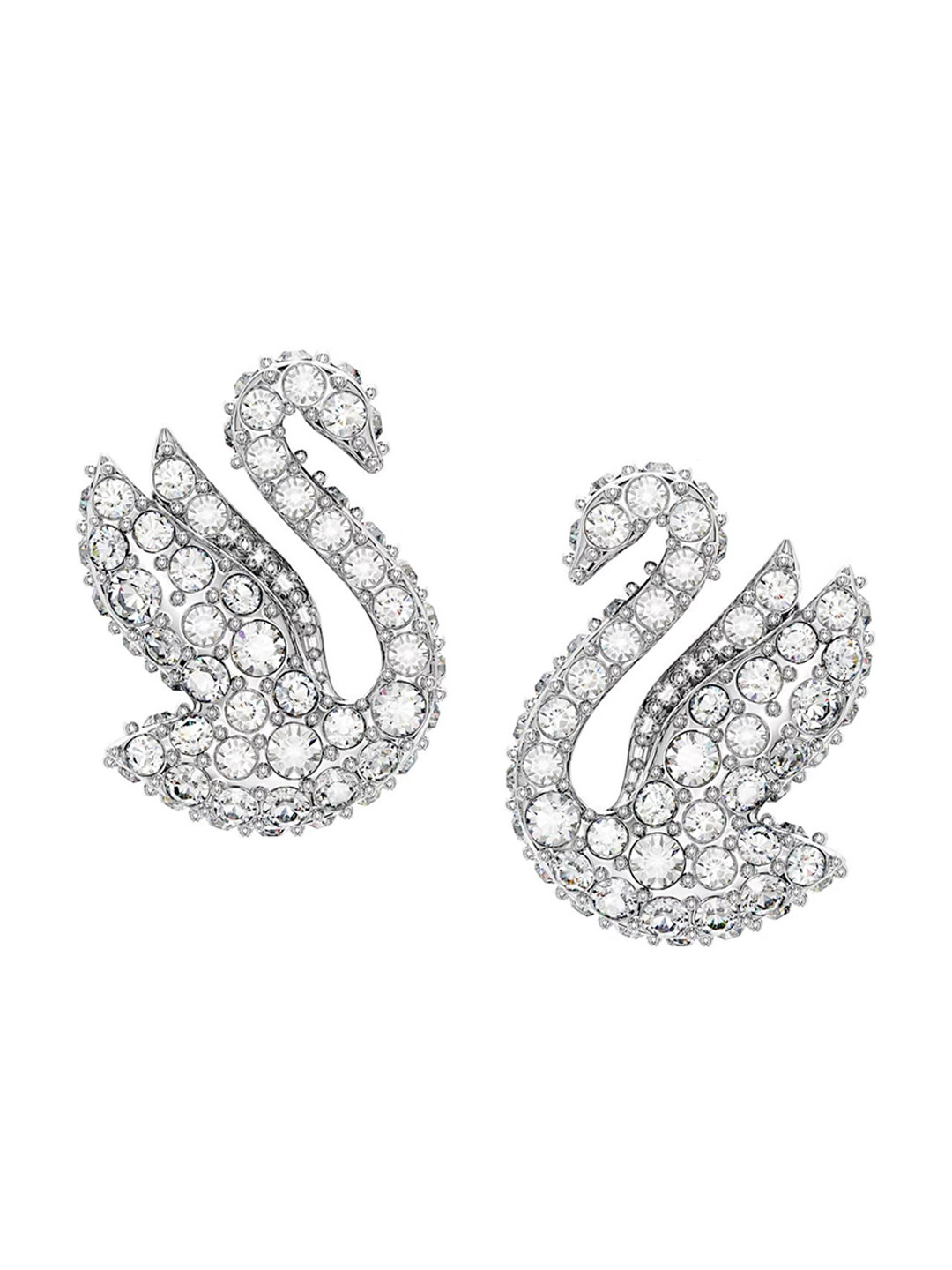 Swarovski White Rhodium Plated Swan Stud Earrings