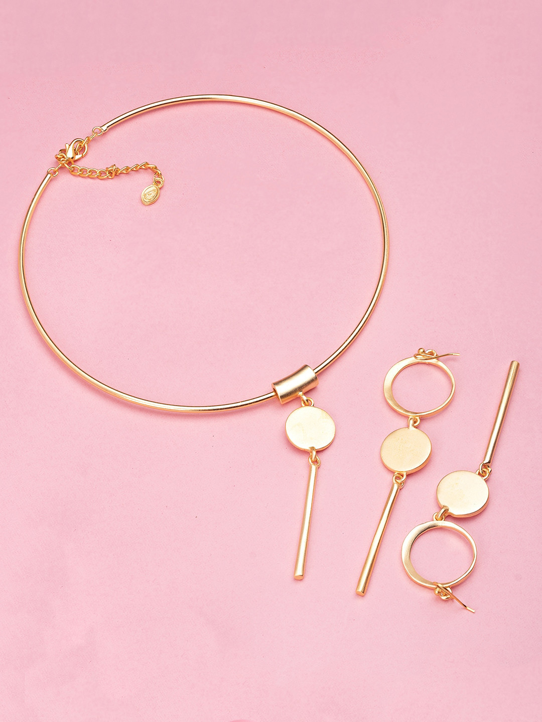 Estele Gold-Plated Geometric Design Jewellery Set