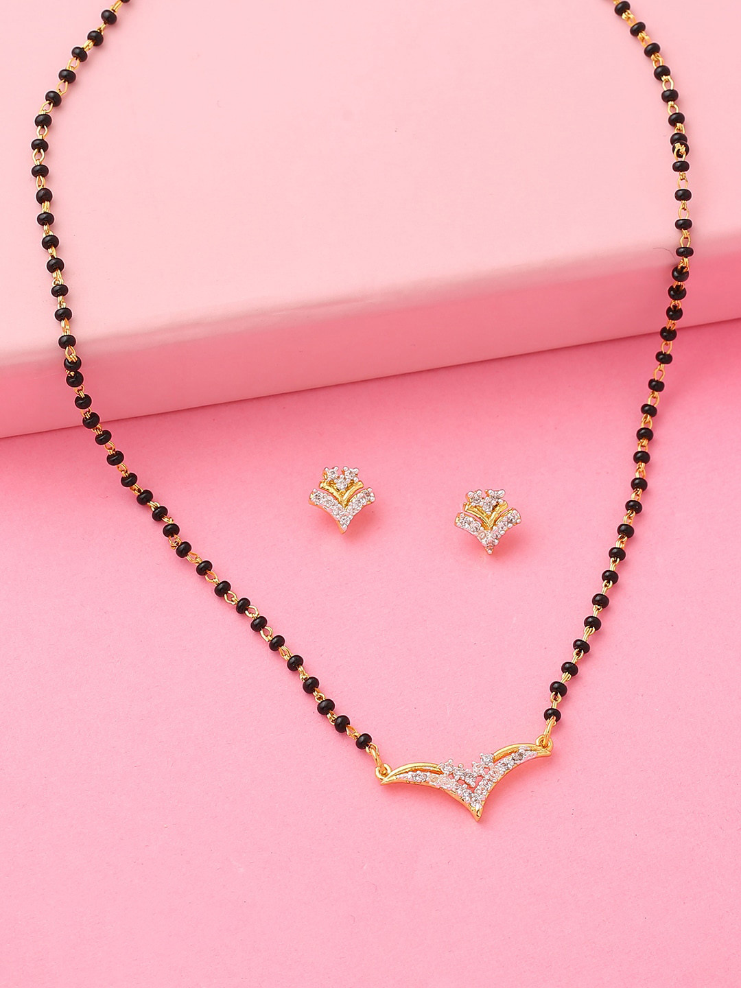 Estele Gold Plated Classic Designer Mangalsutra Necklace Set